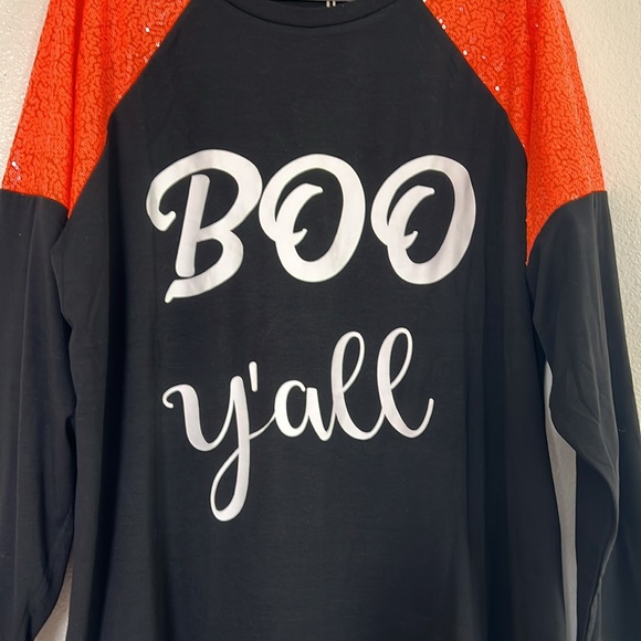 “Boo y’all” sequin detail shirt, size 2X - Picture 4 of 4